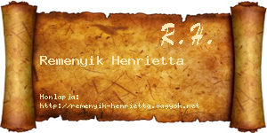 Remenyik Henrietta névjegykártya